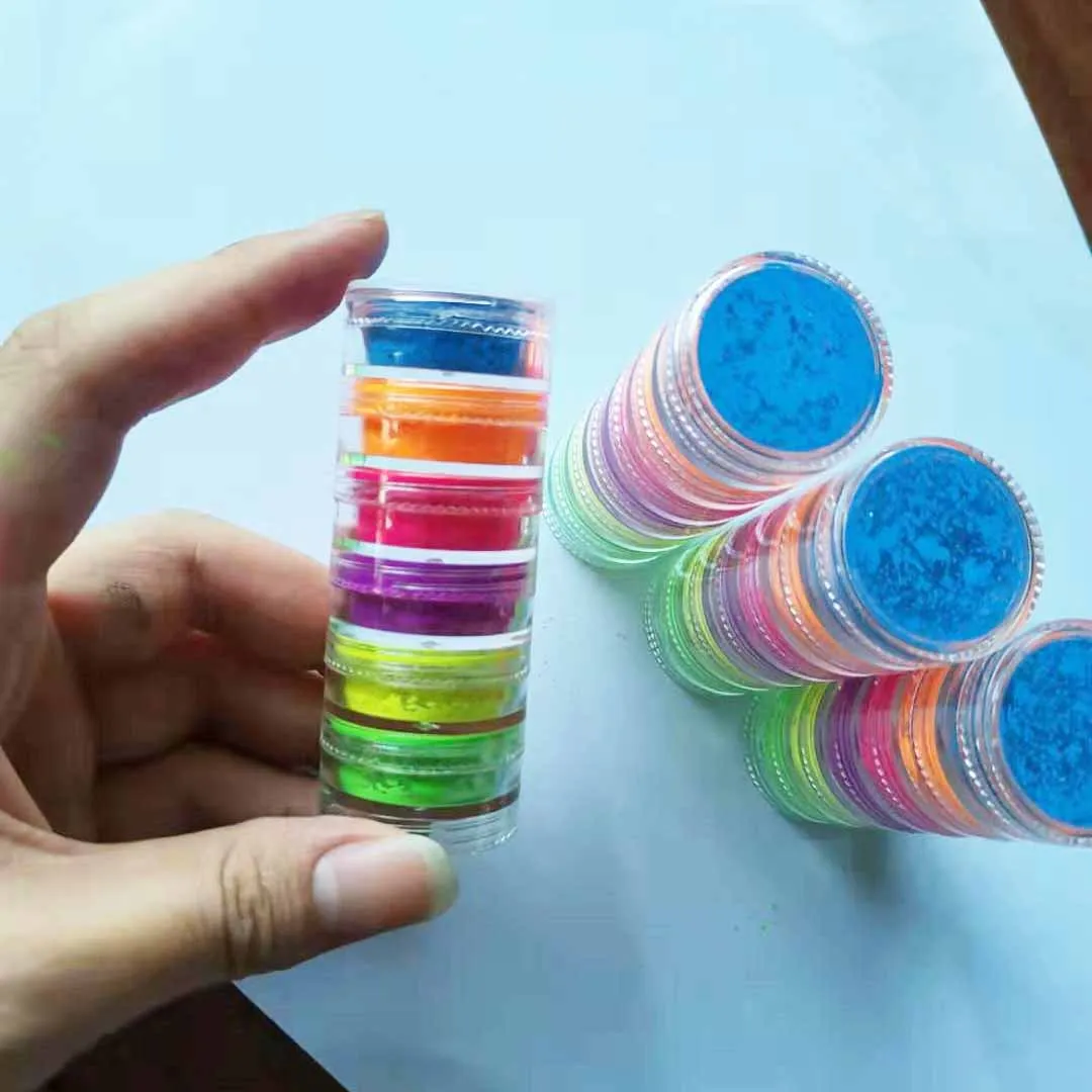 6 цветов/набор неоновый пигмент порошок для ногтей пыль Омбре блеск для ногтей флуоресцентный цвет порошок лак для ногтей Пыль УФ гель украшения для ногтей