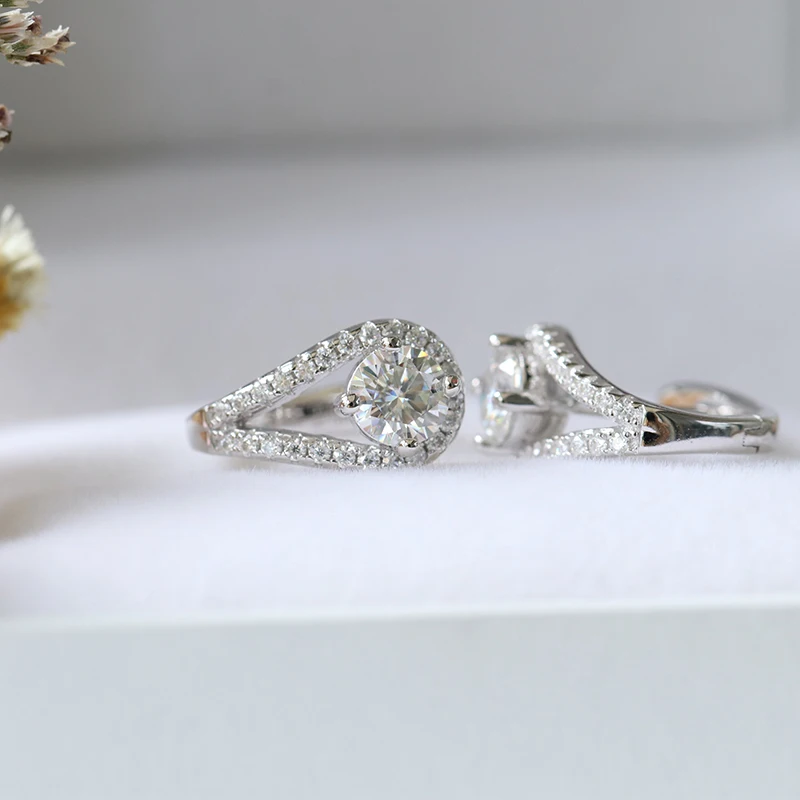 Серьги кольца женские из серебра 925 пробы с цветным муассанитом CTW 5