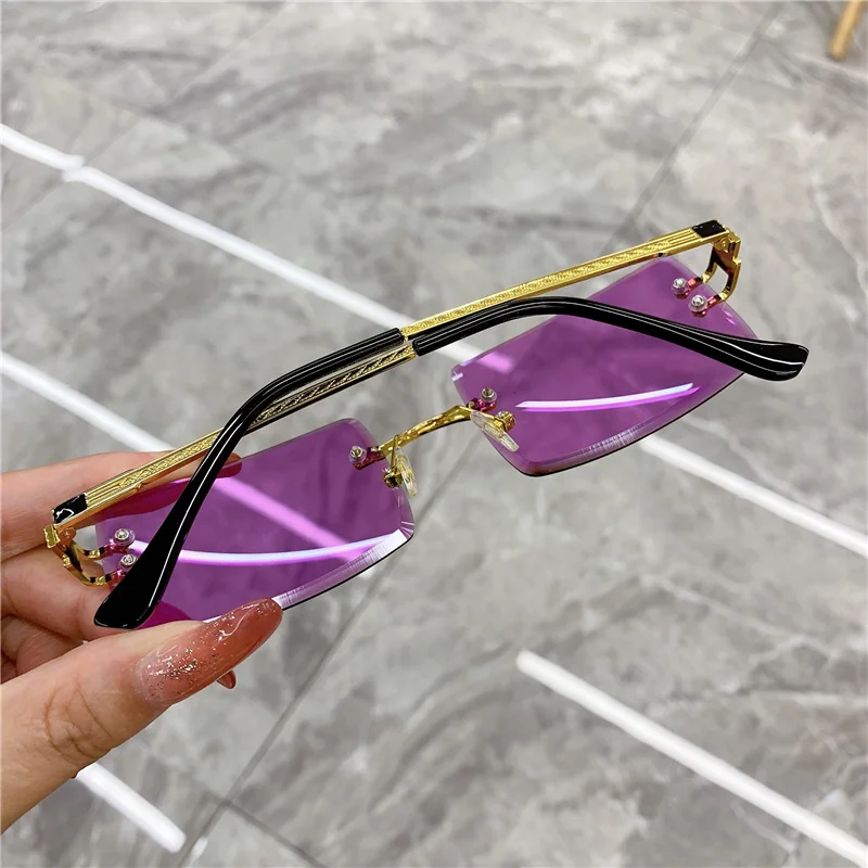 Vintage zonnebril voor dames en heren frameloos retro uv400_voghion.com