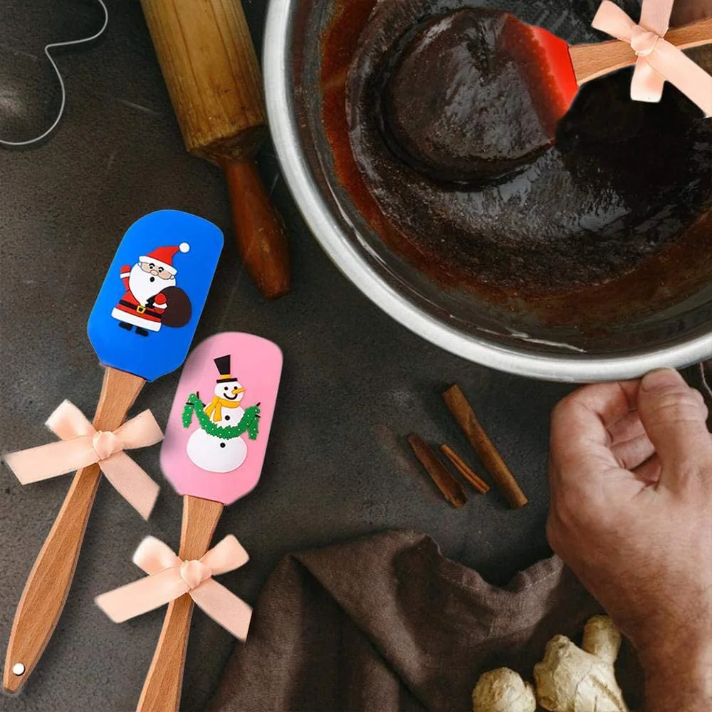Рождественская креативная силиконовая кухонная утварь деревянная ручка