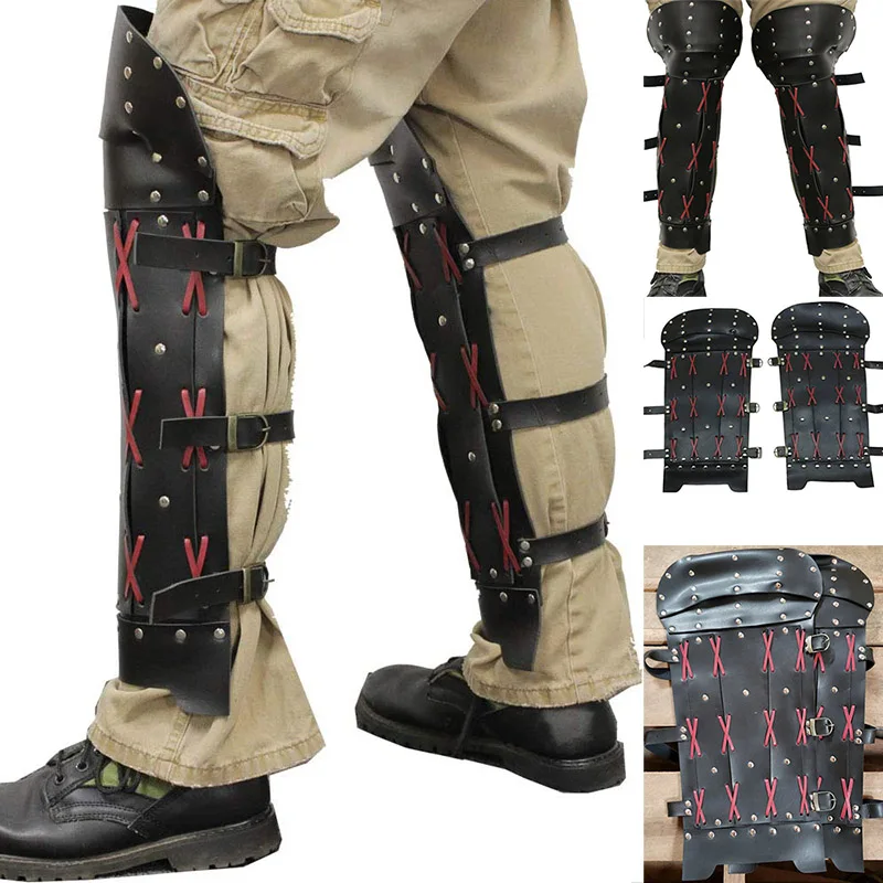 Steampunk Samurai Medievale Archer Armatura Ghetta Mezze Chaps Pelle Gronda Cavaliere Parastinchi Protezione Attrezzatura Da Guerra Accessorio Per Uom
