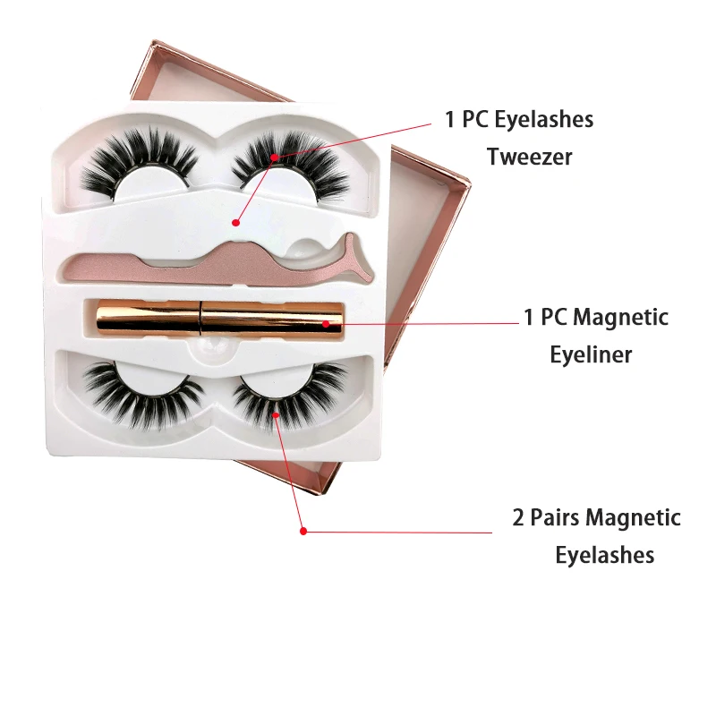 2 пары, 5 магнитных ресниц и магнитных жидких подводок для глаз и пинцетов, набор водостойких длинных ресниц, накладные ресницы на заказ