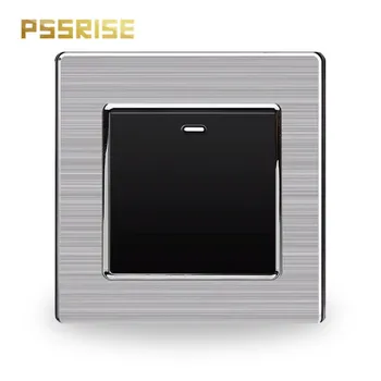 

S06 PSSRISE 1 Gang 2 Way Wall Switch Push-button Switch Light Switch Stainless Steel Panel Fluorescent 16A AC 250V