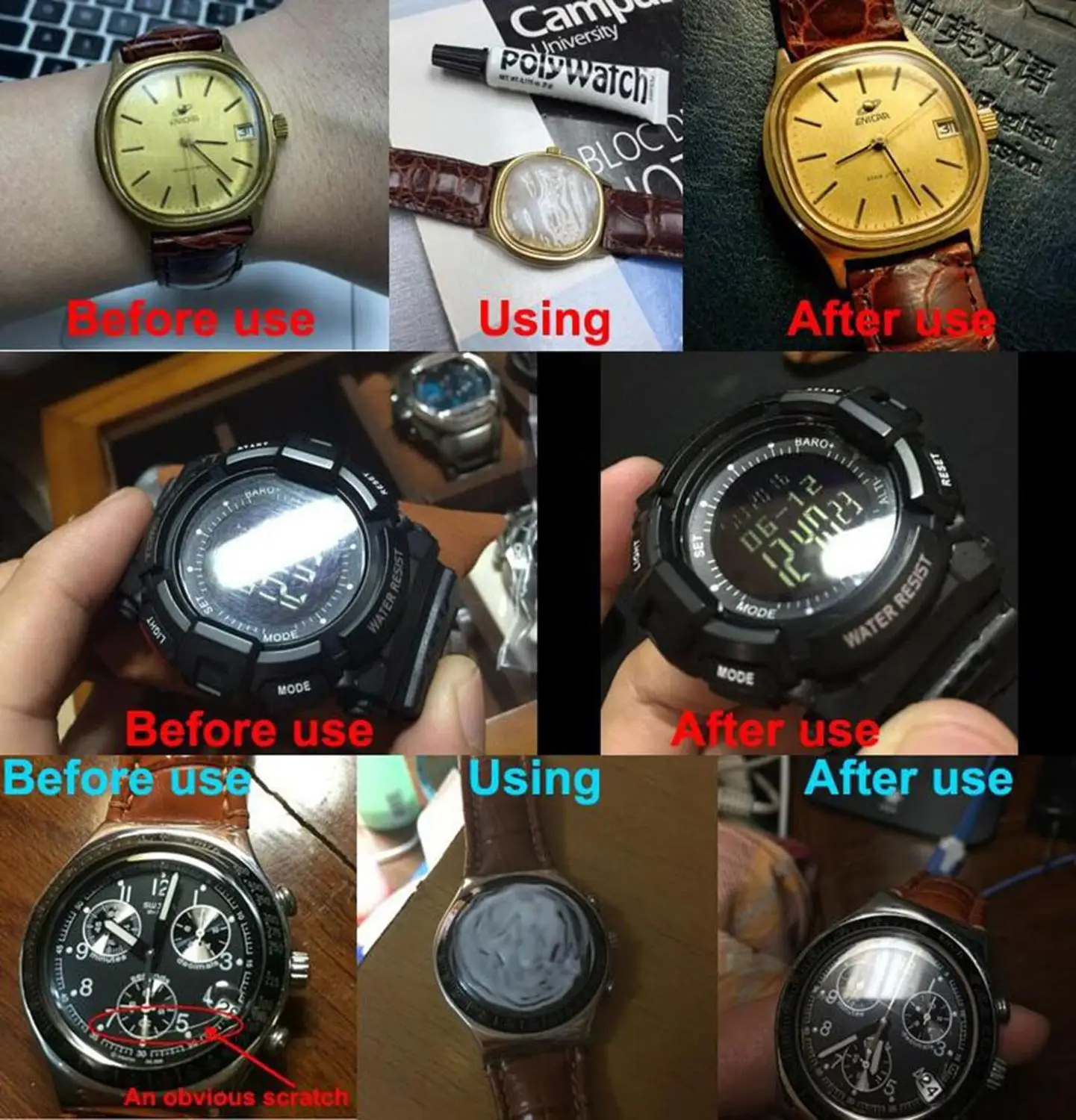 Немецкая паста для удаления царапин PolyWatch крем небольших ремонта акриловый