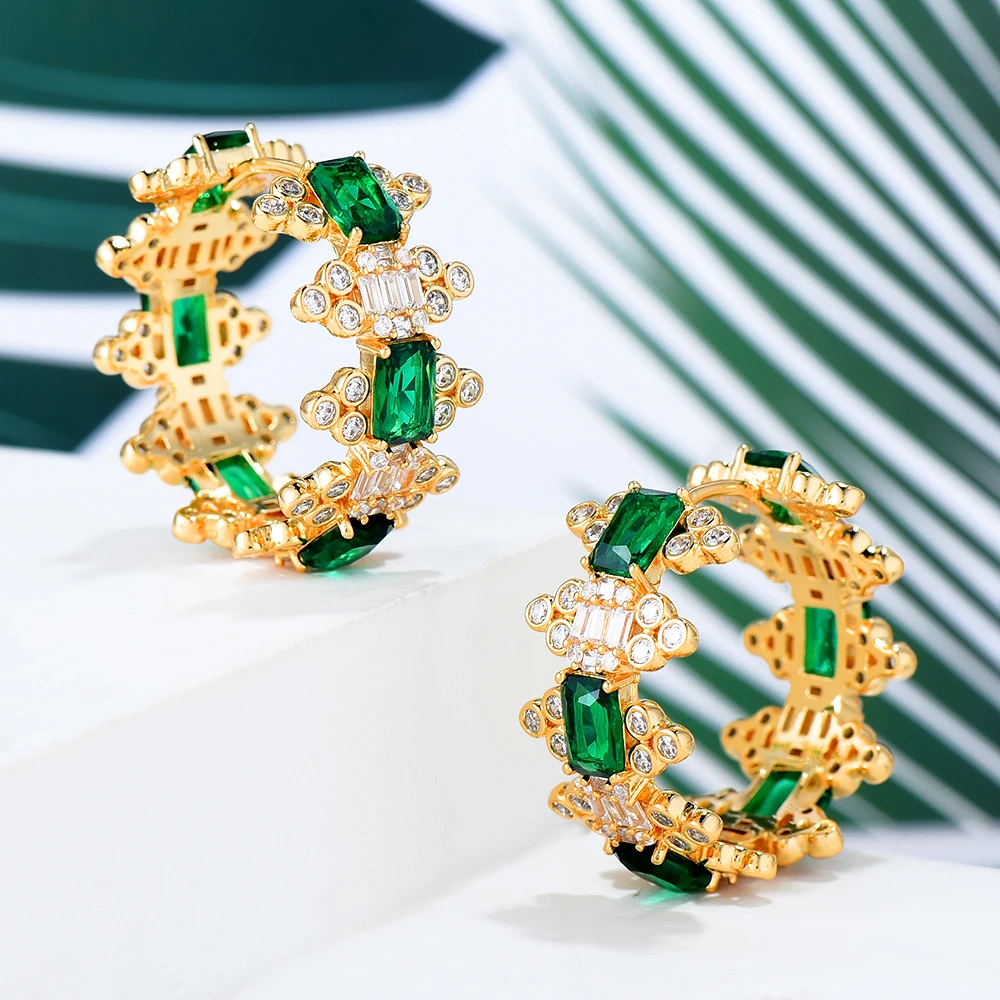 

KellyBola High Quality Shiny Luxury Statement Sweet Hoop Earrings Women Wedding Cubic Zircon CZ Bridal Earring Fashion Jewelry