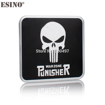 

Car Styling War Zone The Punisher Skull 3D Metal Chrome Aluminium Alloy 3D Emblem Badge Sticker Decal Auto Accessory