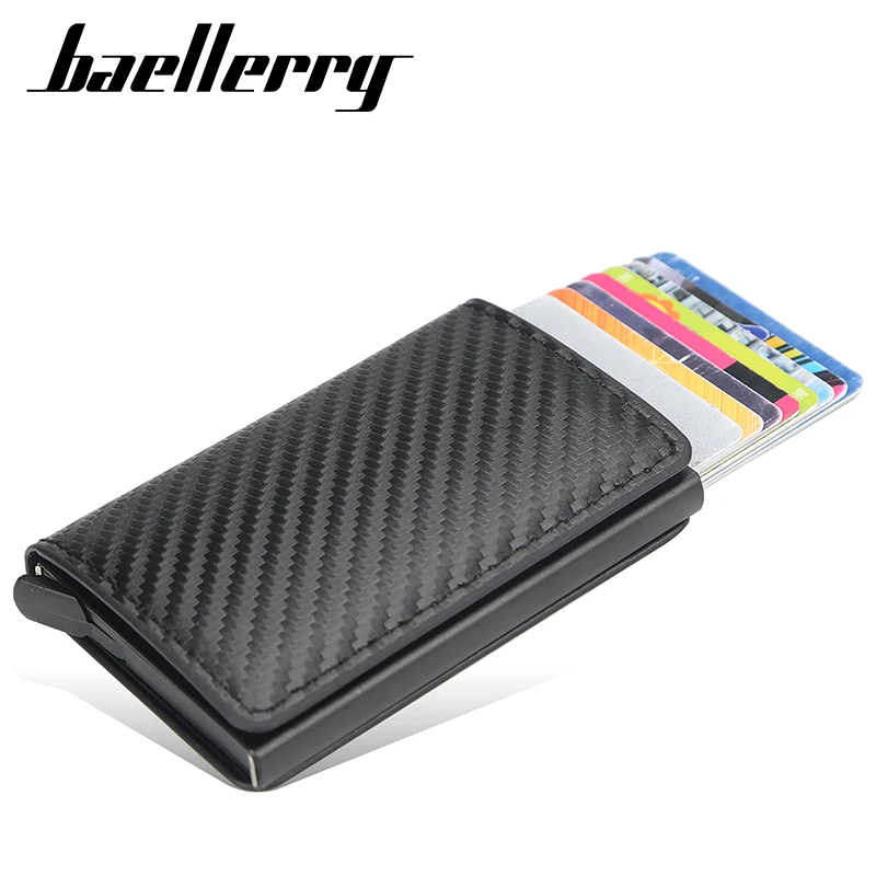 Tarjetero de aluminio de PU para hombre y mujer, billetera de cuero PU con caja de Metal RFID Vintage, 2021