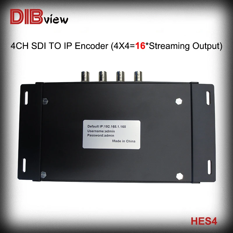 

Dibview 4 Channels HEVC H.265 H.264 SD HD 3G SDI to IP Live Video Streaming Encoder with RTMPS HTTP RTSP RTMP UDP ONVIF HLS