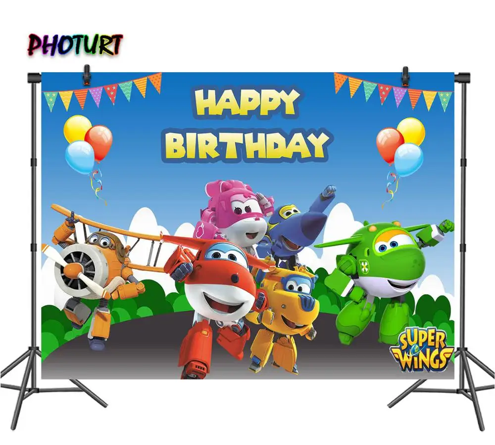 Photurt Super Wings Photography Fondali Ragazza Ragazzo Festa Di Compleanno Camera Da Letto Sfondo Addie Plane Vinile Photo Studio Puntelli