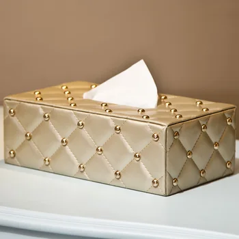 

European style tissue box living room paper napkins tray Leather tissue box Creative simple car paper box wx11221725