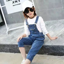 Младенец, грудничок, ребенок девочки комбинезон хлопок Джинсовые комбинезоны брюки милый Повседневное качество теплую осень, платье-комбинезон для девочек, для детей возрастом от 4 до 13 лет