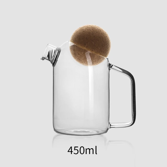 Glass Teapot Large Capacity Cold Water Kettle With Lid Water Bottle Cup Set Home Pitcher Kitchen Glass Fruit Juice Jug Drinkware 450ml
