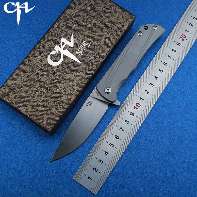 

CH3001 original design Flipper folding knife D2 Blade ball bearings TC4 Titanium handle camping fruit pocket outdoor EDC tool