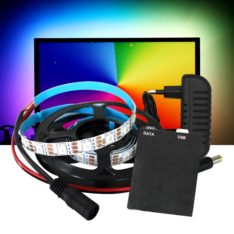 WS2812B Led Light Strip 5050RGB Usb Tv Computer Pc Backlight Licht Ambilight Diode Tape Led Ws2812b Lint Hdtv|LED-strips| - AliExpress