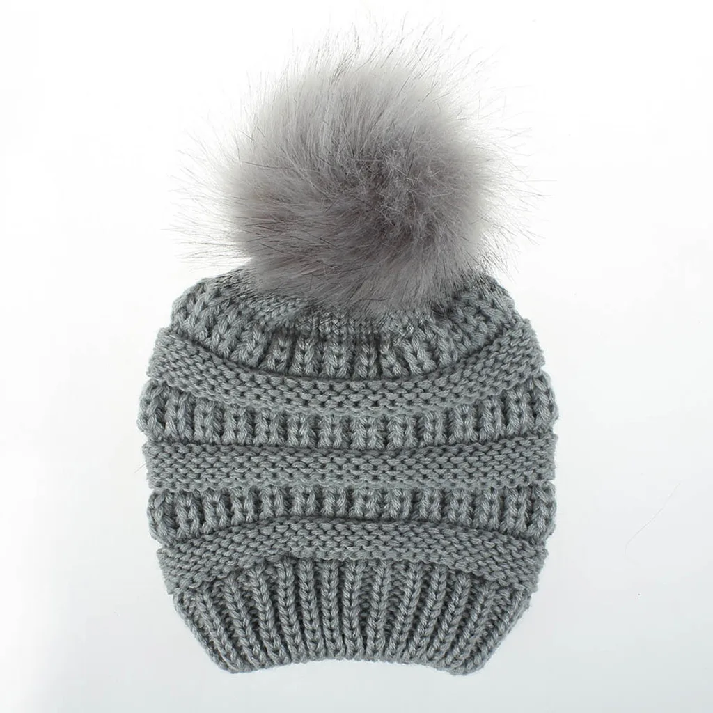 Unisex Polyester Solid Knitted cap New Hair hat Children Girls Keep Warm Winter Casual Knitted Hat Hemming Hat Ski Hat#PYS