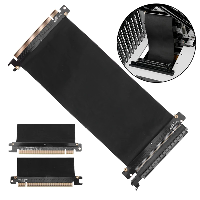 Placa Riser de Cabo Flexível Pci Express Pci-e3.0 16x Alta Velocidade Porta de Extensão Adaptador Gráficos Placa de Vídeo Estender Cabo para Chassis
