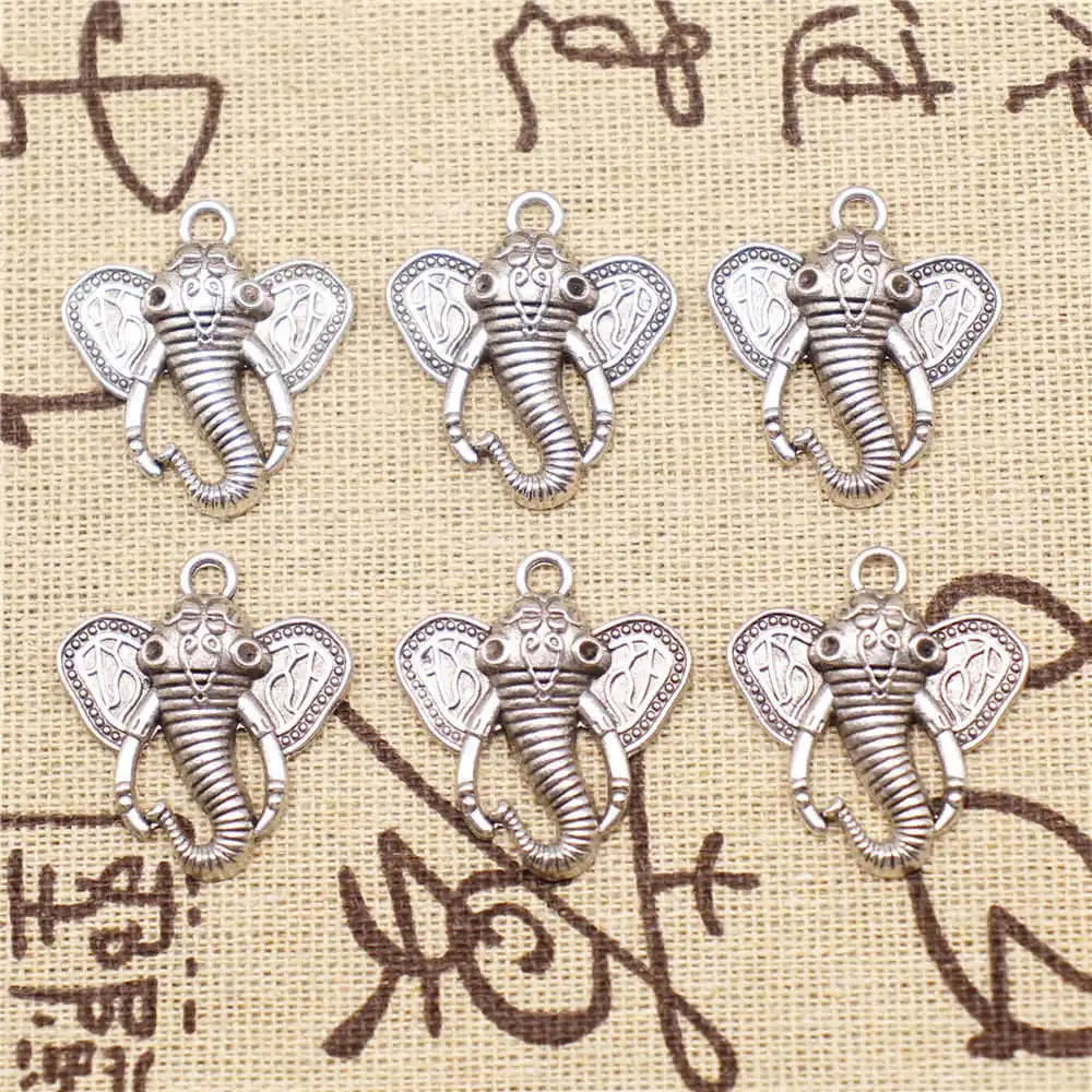 

Шармы в виде слона, предметы одежды, цвет под старину, серебро, 6 шт., 27x25 мм
