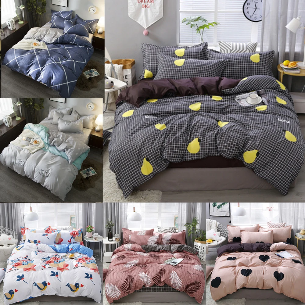 Постельное белье King size, наволочка, домашний комплект постельного белья с клетчатым принтом, хлопок, домашний текстиль, простыня, простой стиль, постельные принадлежности, 4 шт