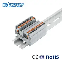 Din Rail Terminal Blocks PT-2.5 Push In Spring Screwless 10pcs PT 2.5 Electrical Terminal Block Connector PT2.5 Wire Conductor