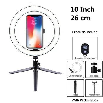 

16cm/26cm Photographic Studio Selfie 20cm Ring Light 3200K-5500K Dimmable LED Lighting With USB Cable Portable desktop tripod