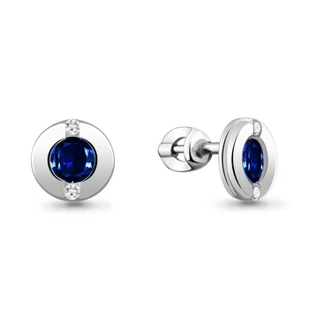

AQUAMARINE stud with nanosapfirami, cubic zirconia, silver 925