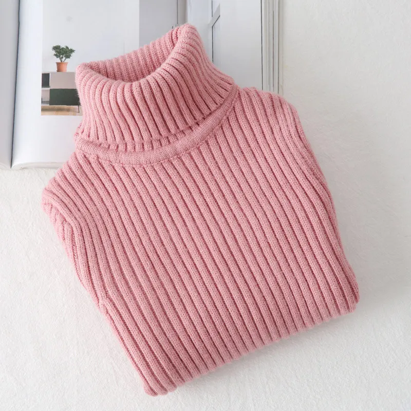 Свитера для мальчиков и девочек-подростков г. Зимние теплые детские свитера для мальчиков вязаный пуловер свитер для маленьких девочек, верхняя одежда, 100 до 160 см - Цвет: pink