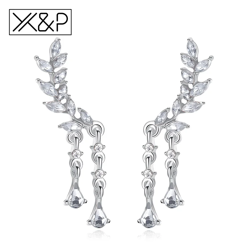 X &amp P Мода корейский геометрической формы листья кисточки кристалл золото