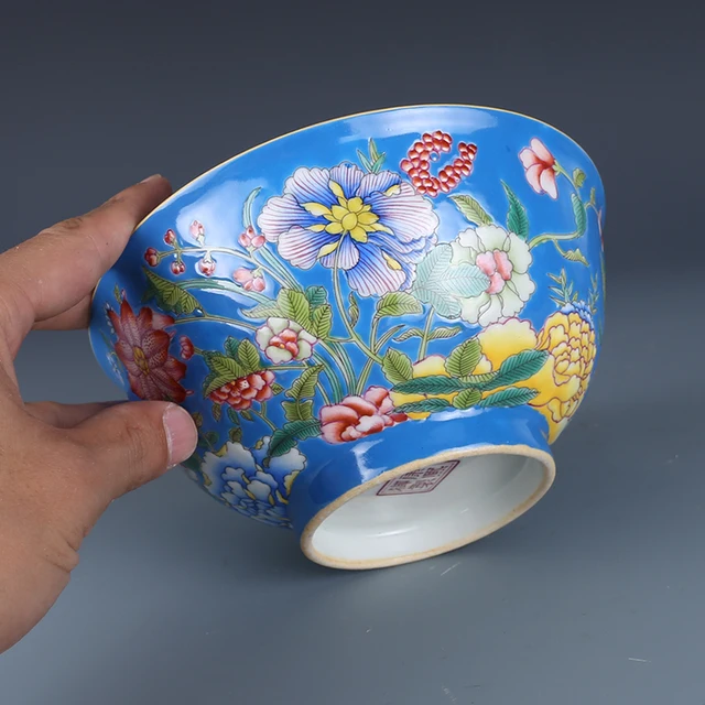 Qing Császár Kangxi Pasztell Arany Festett Kézzel Virág Tál Antik Porcelán Díszek - Image 4