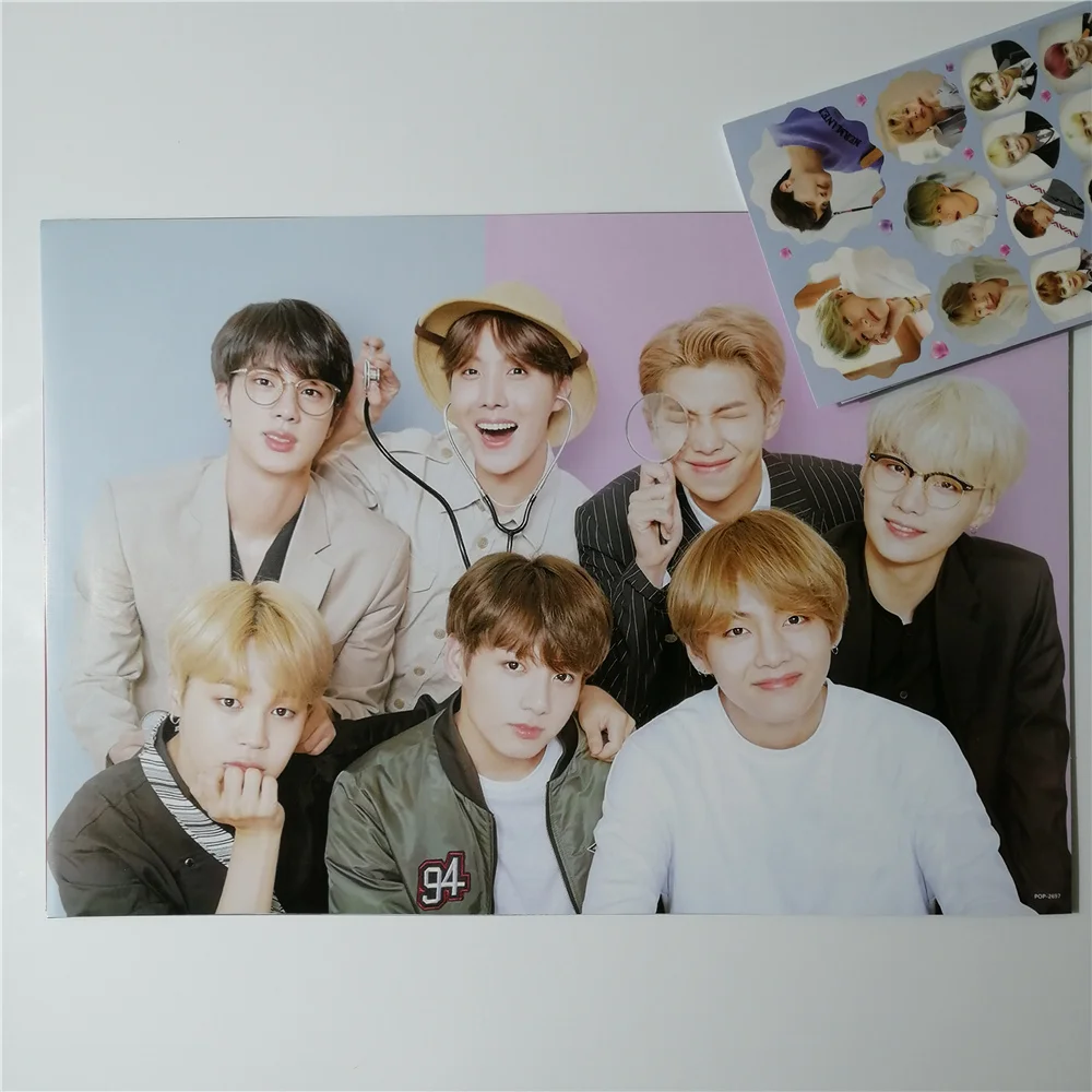 8*(42x29 см) Bangtan мальчики вокруг плакатов наклейки на стену подарок KPOP дропшиппинг плакаты Jung Kook V SUGA JIMIN RM JIN