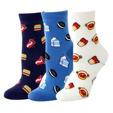 Женские носки, хлопковые милые носки с героями мультфильмов, женские носки в стиле Харадзюку с красочным принтом, теплые носки на зиму и осень, модная уличная одежда, 3 пар/лот# F