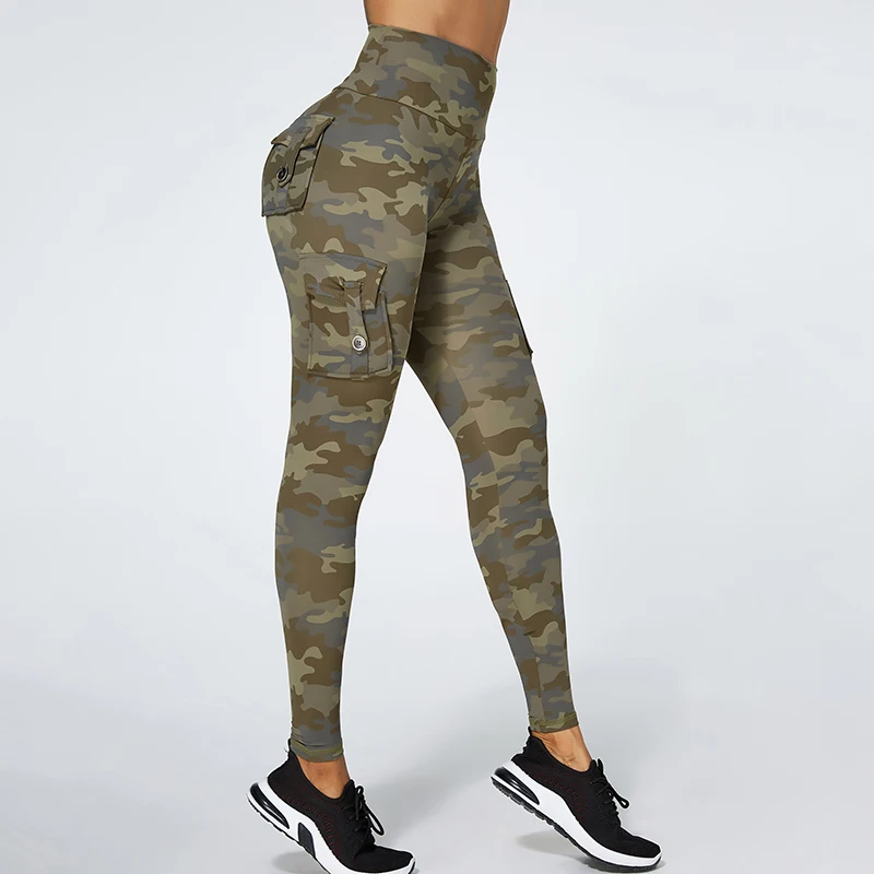 Camouflage Yoga Pants Women Fitness Leggings Workout Sports With Pocket Sexy Push Up Gym Wear plus size XL