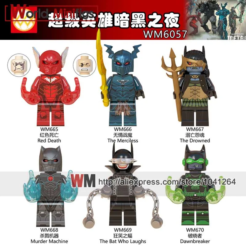 

Single DC Metal Knights Dark Nights Red Death Dawnbreaker Merciless Murder Machine Drowned Batman BuildingBlocks Toy