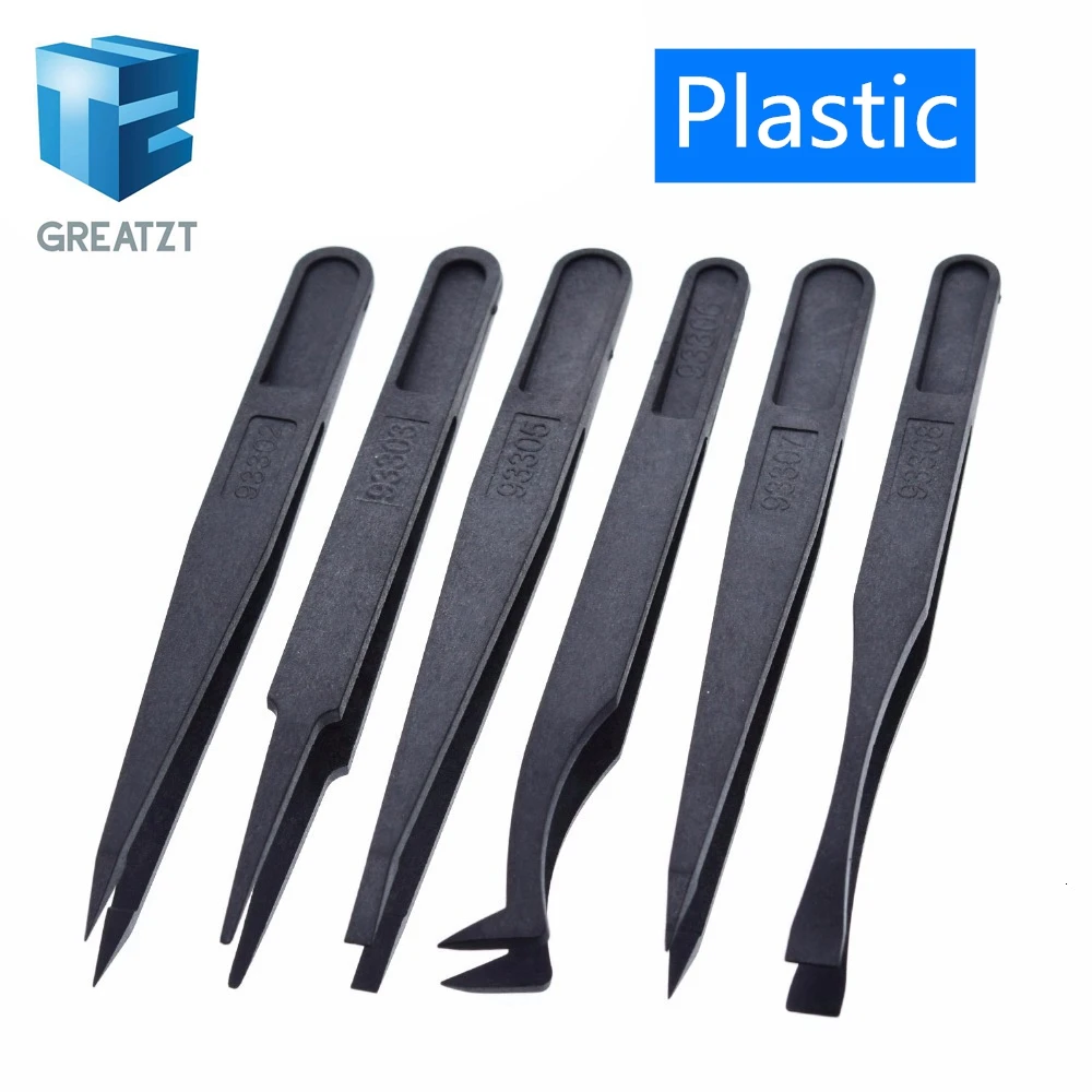 GREATZT 6pcs Anti static Electronic Tweezers Kit ESD Plastic Forceps