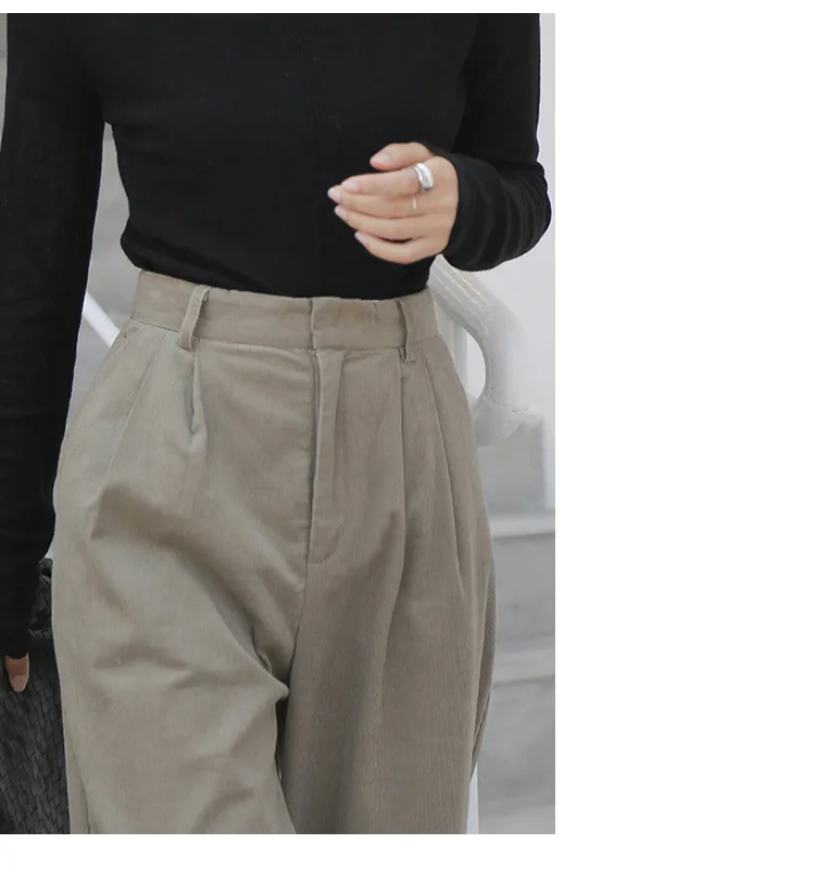 2019 осенние и зимние новые женские повседневные брюки с высокой талией простые прямые брюки Модные свободные однотонные широкие брюки