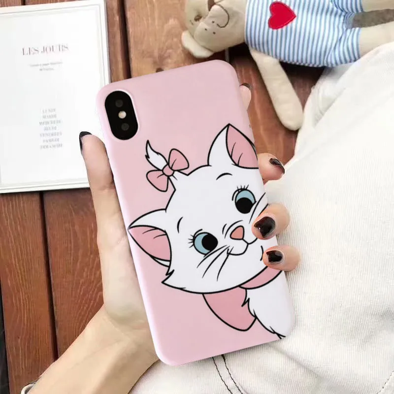 GYKZ мультяшный розовый Marie Cat чехол для телефона для iPhone XS MAX XR X 11 Pro 6 6s 7 8 Plus с животным принтом мягкая матовая задняя крышка Coque Capa - Цвет: Style 1