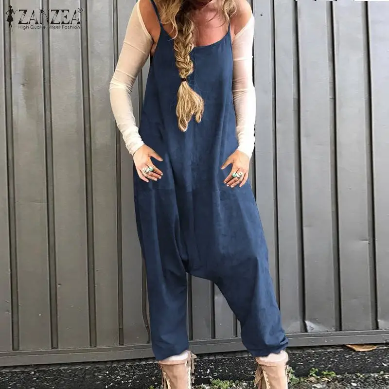 ZANZEA Vintage Overalls Women's Summer Jumpsuits 2020 Casual Summer Playsuits Female Drop Crotch Loose Rompers Plus Size 5XL ZANZEA Vintage Overalls Women's Summer Jumpsuits 2020 Casual Summer Playsuits Female Drop Crotch Loose Rompers Plus Size 5XL
