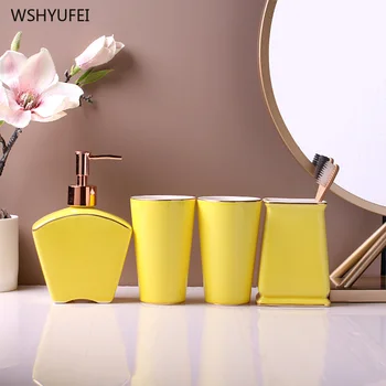 

Direct sales new creative home couple wedding ceramic bathroom wash set mouth mug toothbrush holder lotion bottle soap dish