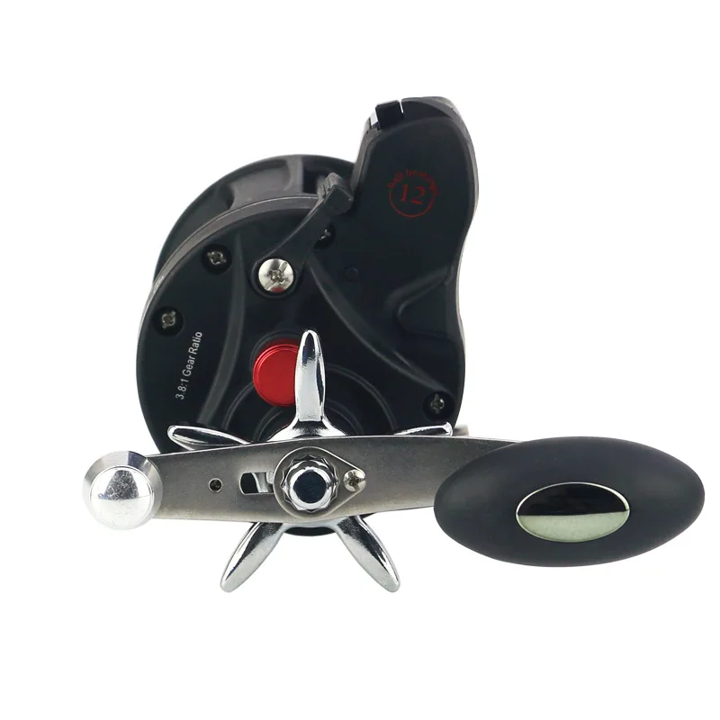  12BB 5.2:1 Drum Wheel Fishing Reel with Line Counter Aluminum Alloy Fishing Trolling Reel Left Righ