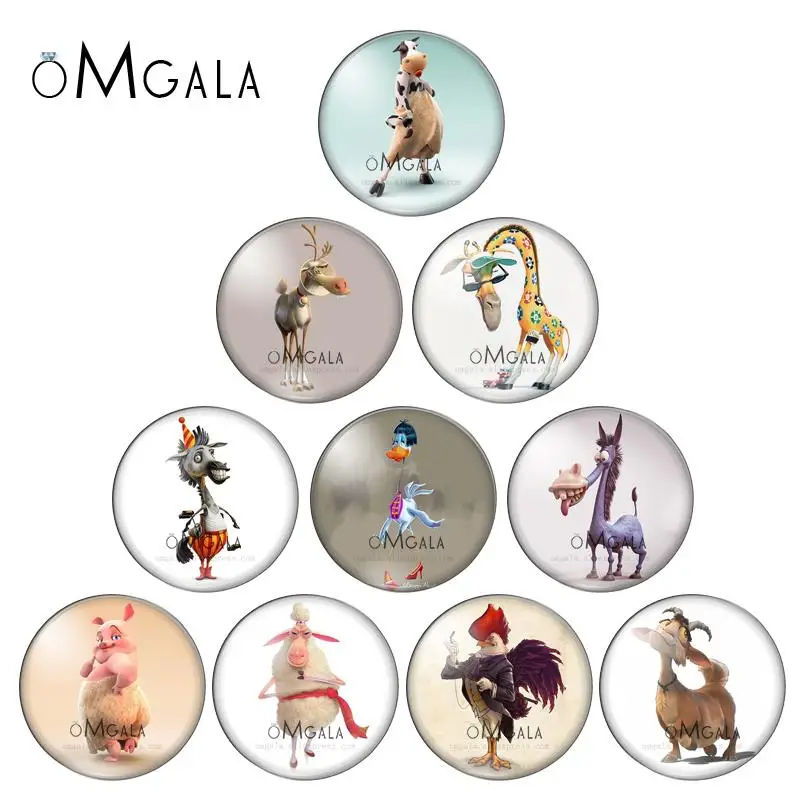 3D Cute Horse Cow Pig Sheep Donkey Animal love Round photo glass cabochon demo flat back Making findings 12mm/18mm/20mm/25mm | Украшения и
