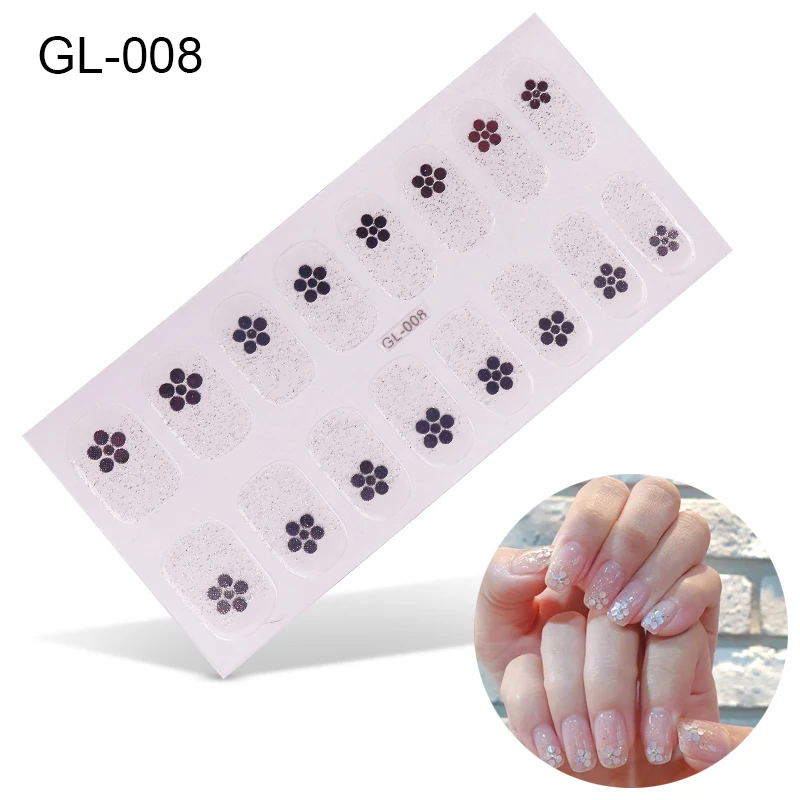 GL-008 16 стикеров, модные переводные наклейки для ногтей, Корейская коллекция, маникюр, сделай сам, лак для ногтей, полоски, обертывания, вечерние - Цвет: GL-008