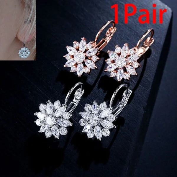 Elegant Stud Gold plated Hoop Earrings Zirconia Crystal Jewelry for Women Girls Gemstones