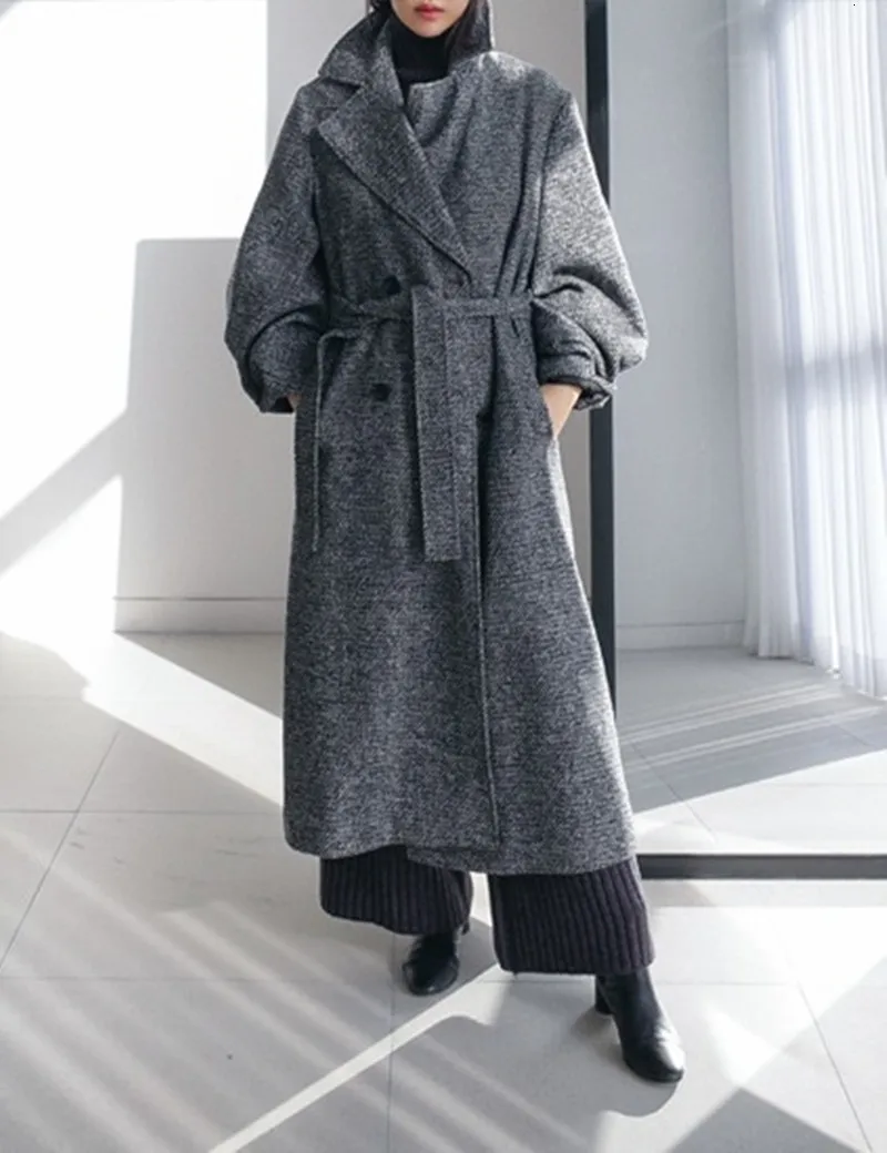 SHENGPALAE, новинка, модное осенне-зимнее длинное пальто с поясом и узором в елочку, женская уличная одежда, Свободные повседневные парки FT921
