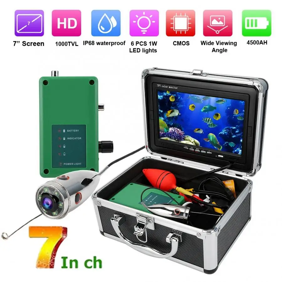 Подводная Водонепроницаемая видеокамера 7in 1000TVL HD монитор 98 4 фута IP68 100 240 В|Камеры