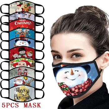 

Christmas Unisex Mouth Mask Solid Black Print Kawaii Face Cover Half Fashion Cute Breathable Warm Cotton Windproof Festival Mask