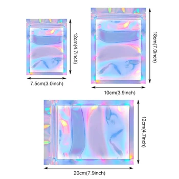 

100pcs Translucent Zip Lock Bags Holographic Storage Bag Xmas Gift Packaging