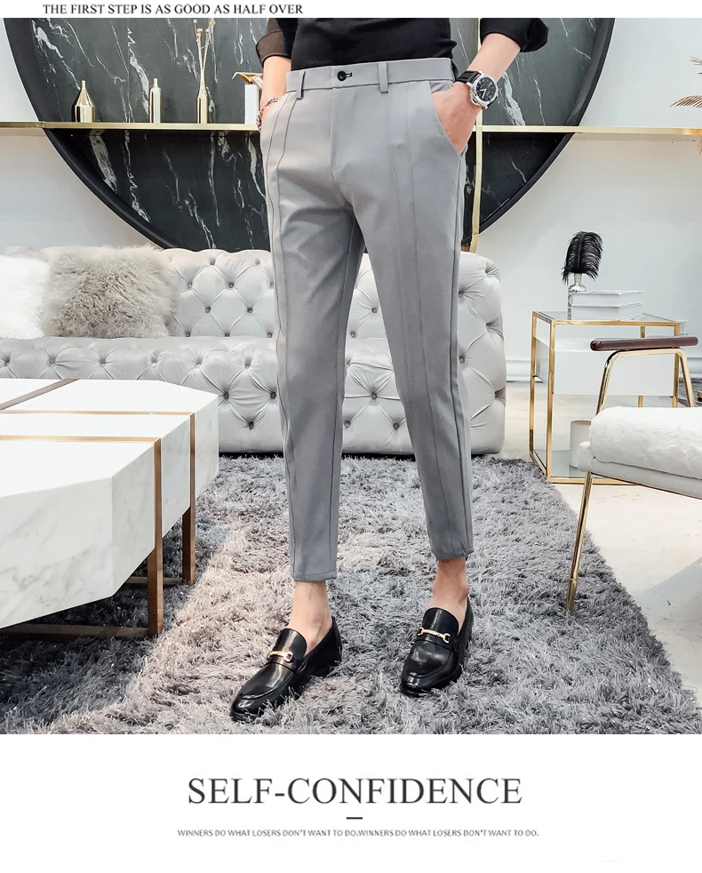 Suit Pant Men Slim Fit Ankle Length 