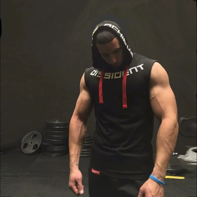 Тренажеры торговой марки muscleguys одежда для фитнеса мужская майка с капюшоном для бодибилдинга Стрингер майка для тренировки майка без рукавов