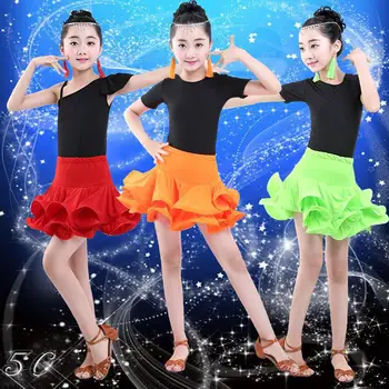 

Girls Latin dance skirt dance clothes children Latin dance practice clothes dancing costumes long sleeve short sleeve girls