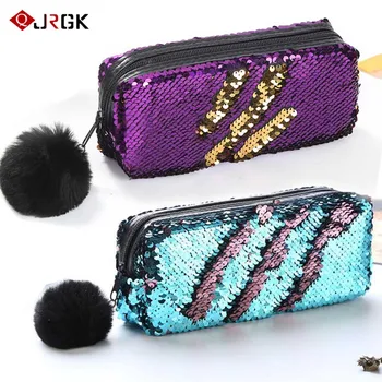 

New Reversible Sequin Pencil Case for Girls School Supplies Super Big School Bts Stationery Gift Magic Pencil Box Pencilcase