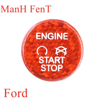

ManH FenT For Car Ford Escape Focus Real Carbon Fiber Star Stop Engine Push Button Ignition Switch Decoration Sticker Cover